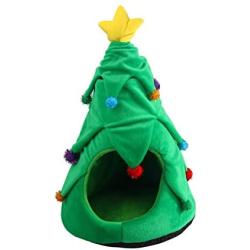 PAWISE Christmas Tree Cat Cave Bed, Kitten Cozy Tent House for Indoor Cats