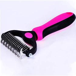 Petpopo Pet Grooming Tool,with Inwardly Curved Sharp Blades,Double Side Undercoat Rake Comb for Dog and Cat,Easily Remove Floating Hair, mats and Knots,Suitable for Long-Haired Pet