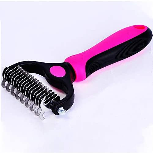 Petpopo Pet Grooming Tool,with Inwardly Curved Sharp Blades,Double Side Undercoat Rake Comb for Dog and Cat,Easily Remove Floating Hair, mats and Knots,Suitable for Long-Haired Pet