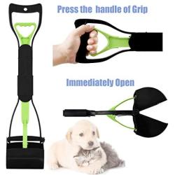 LEADALLWAY |Long Handle Poop Scooper|Folding Jaw Pooper Scoopers for Large Dogs,Ideal for Grass,Gravel,Yards or Patio Pick Up(Green/Black)