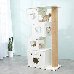 Wood Cat Climbing Frame Cat Tower Tree Multi-Layer Cat House Comfortable Cat Activity Centre Four Seasons Universal Run-anmy0716