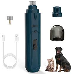 Qhou Dog Nail Grinder Clippers, Electric Pet Nail Trimmer with 3 Speed Motor, LED Light, 20h Working Time Rechargeable Nail File, Powerful Painless Paw Grooming for Large Medium Small Dogs & Cats
