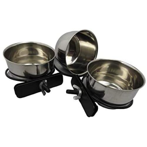Clamp Style Stainless Steel 5 oz Hanging pet Bowl / Cup / Dish for Food and Water (3 Pack)