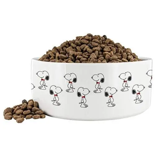 Awesome eMERCHency Snoopy Pattern White Dog Bowl 7'' x 3'' Ceramic Pet Dog Snoopy Dish