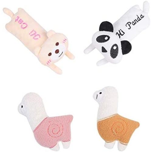 CheeseandU 4Pack Llama Panda Pattern Catnip Cat Toys Bear Cat Chew Interactive Toy for Cat Lover Gift Indoor Cat Kitty Bite Teeth Grinding Toys Supplies Spring Party Llama Easter Pet Cat Gifts