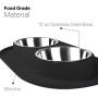 Flexzion Double Dog Bowl Feeding Station, Skid Proof Silicone Base with Spill Proof Raised Lip & Two 12oz Stainless Steel Bowls for Food and Water, Ideal for Small to Medium Size Dogs Cats Pet