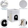 Mancro Cat House with Bed, Cat Cube Machine Washable Design, Foldable Cat Hiding Place with Cat Scratch Board & Cat Ball, Sturdy Construction and Non-Slip Indoor Cat Bed for Kitty 14x14x16inch, Grey