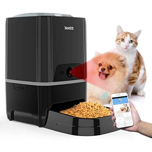 SEISSO Smart Pet Feeder with WiFi, Automatic Cat Feeder Large Capacity Dog Food Dispenser, WiFi Cellphone APP Program Feeding