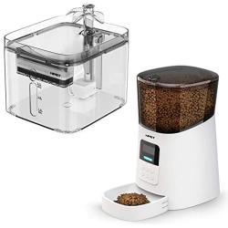 NPET 3L Clear Cat Water Fountain and 6L Large Capacity Automatic Pet Feeder with Timer