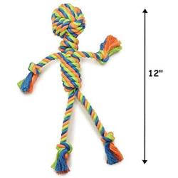 Colorful Toys for Dogs Mighty Bright Colored Knotted Tough Rope Man Tug 12'' Long