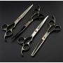 Purple Dragon Professional 7.0 inch 4PCS Pet Grooming Scissors Kit Japan Premium Steel Straight & Curved & Thinning Blade Dog Hair Cutting Shears Set with Case
