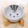 QINYUAN Cat Bowl, Cute Dog Food Water Feeder Pet Puppy Ceramic Drinking Dish with Wooden Rack Non-Slip Tableware Feeding Supply Accessorie QINYUAN Cat Bowl, Cute Dog Food Water Feeder Pet Puppy Ceramic Drinking Dish with Wooden Rack Non-Slip Tableware Feeding Supply Accessorie