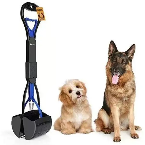 Balhvit Non-Breakable Pet Pooper Scooper for Dogs, Portable Dog Pooper Scooper with Long Handle & High Strength Durable Spring, Foldable Dog Poop Waste Pick Up Rake, Jaw Claw Bin for Grass and Gravel