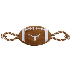 Pets First NCAA Texas Longhorns Football Dog Toy, Tough Quality Nylon Materials, Strong Pull Ropes, Inner Squeaker, Collegiate Team Color