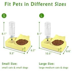 Moyeno Elevated Cat Bowl Dog Bowls Set, Raised Pet Double Bowls for Food and Water, Automatic Water Feeder Dispenser, Cat Dishes for Small Medium Large Cats Dogs Puppy - White Pink Blue Green Yellow
