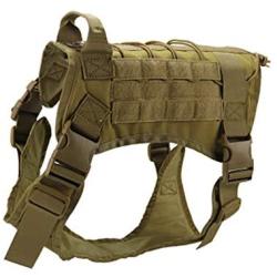 DGSD Tactical Dog Harness with Metal Buckle,Working Pet MOLLE Vest with Handle, Easy Control Handle for Large Dog Walking, Hook and Loop for Dog Patch, No Pulling Front Leash Clip,C,M