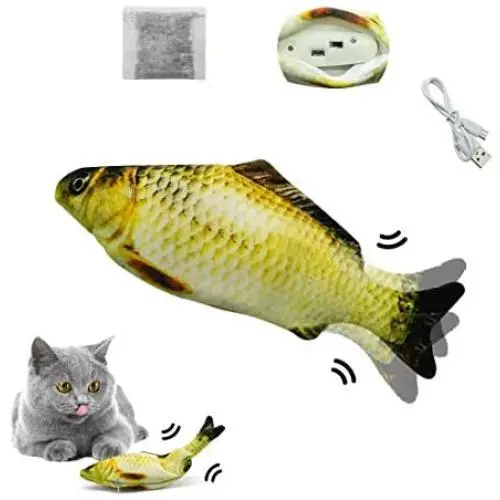 Floppy Fish Cat Toy,Interactive Fish Cat Toys,11''USB Charging Dancing Fish Cat Toy,Made of Cotton and Short Plush,Cat Kicker Fish Toy Can Chew and Kick,Reducing Stress for Cats.(Must Tap to Start) Floppy Fish Cat Toy,Interactive Fish Cat Toys,11''USB Charging Dancing Fish Cat Toy,Made of Cotton and Short Plush,Cat Kicker Fish Toy Can Chew and Kick,Reducing Stress for Cats.(Must Tap to Start)