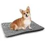 DayDayFun Henna Pet Sleeping Mat Black White Design Floral Elements Monochrome Tattoo Pattern South Pet Mats for Litter Boxes Black White