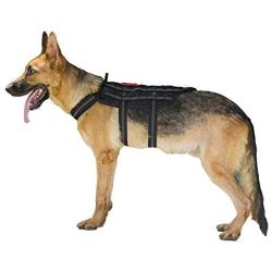 OneTigris Tactical K9 Mesh Harness Power Train with MOLLE Webbing and Leash Clip for Training Hiking Walking (M, Reflective Black)