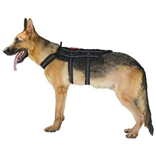 OneTigris Tactical K9 Mesh Harness Power Train with MOLLE Webbing and Leash Clip for Training Hiking Walking (M, Reflective Black)