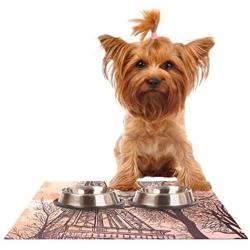KESS InHouse Sam Posnick Eiffel Tower Feeding Mat for Pet Bowl, 18 by 13-Inch