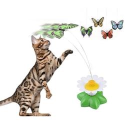 Funny Cat Toys Electric Rotating Butterfly Steel Wire Pet Cat Kitten Teaser Toy (Color random, without Batteries)