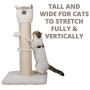 PutnPurr 32.5” Tall Alpaca Cat Scratching Post with Dangling Ball for Large, Multiple Cats. Designed for Vertical Stretch, Play and Lounge