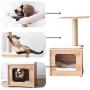 Catry, Wooden Cat Tree Condo with Natural Sisal Rope Scratching Post for Kitten