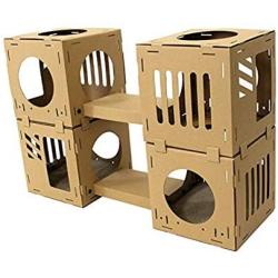 Midlee Cardboard Cat Climbing House Furniture- 2 Tower w/Scratching Pads