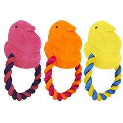 Peeps for Pets Plush Rope Pull Toy for Dogs Squeaker Dog Toy