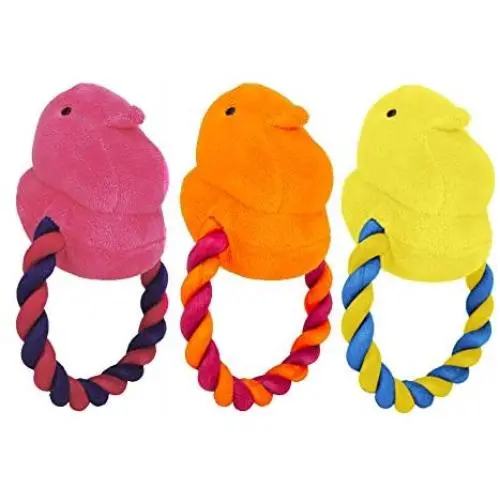 Peeps for Pets Plush Rope Pull Toy for Dogs Squeaker Dog Toy Peeps for Pets Plush Rope Pull Toy for Dogs Squeaker Dog Toy