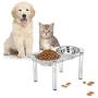NIUBEE Raised Cat Dog Bowls, Clear Acrylic Elevated Pet Feeder with Dishes for Food and Water