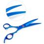 Besmall 7.0inch Titanium Professional Pet Grooming Scissors Set,Straight Thinning Curved Scissors 4pcs Set for Dog Grooming with Comb and Clean Cloth
