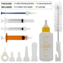 Pet Feeding Bottle Can Squeeze Liquid Feeding Kit and Replacement Mini Nipples for Kitten Puppy Small Animals Feeding Tool