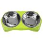 Double Stainless Steel Pet Dog Cat Puppy Feeding Food Water Bowls with No Spill Non-Skid Plastic Raised Stand Mat Pet Diner Elevated Feeder Collapsible Dish Bowl Tray Set for Dogs Cats Puppies