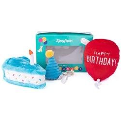 ZippyPaws - Birthday Box Gift for Dogs Squeaky Toy Set - 3 Toys