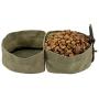 Hide & Drink, Travel Food & Water Double Dog Bowl, Portable Roll Up Heavy Duty Accessories for Pet Lovers Handmade :: Waxed Canvas