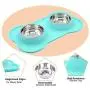 Super Design Double Bowl Pet Feeder Stainless Steel Food Water Bowls with No Spill Silicone Mat for Dogs Cats Small Light Green Super Design Double Bowl Pet Feeder Stainless Steel Food Water Bowls with No Spill Silicone Mat for Dogs Cats Small Light Green