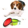 Clan_X Silicone Collapsible Dog Bowls, 2 PCS Portable Travel Pet Bowls with Carabiner, Food-Grade Foldable Cup Dish for Dog Cat Food Water Feeding, 1Pcs Banana Squeaky Dog Toy(Red and Green)