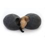 Kivikis Cat Bed, House, Cave, Nap Cocoon, Igloo, 100% Handmade from Sheep Wool (XL 17-26 pounds cat, Dark Gray)
