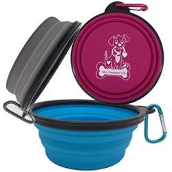 Collapsible Silicone Bowls 3 Pack (XL 25oz Each) with Color Matched Carabiner Clips - Dishwasher Safe BPA FREE Food Grade Silicone Portable Pet Bowls - Foldable for Journeys, Hiking, Kennels & Camping