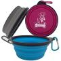 Collapsible Silicone Bowls 3 Pack (XL 25oz Each) with Color Matched Carabiner Clips - Dishwasher Safe BPA FREE Food Grade Silicone Portable Pet Bowls - Foldable for Journeys, Hiking, Kennels & Camping