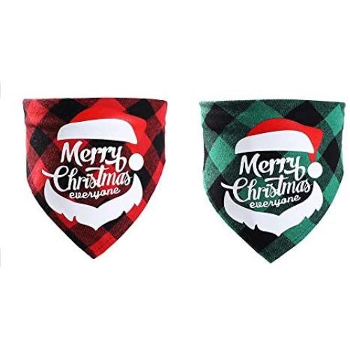 Dog Snuffle Mat Training Toy, Christmas Classic Checked pet Scarf Triangle bib Square Merry Christmas Santa Claus Snowman Printed pet Scarf Small to Large Dog cat pet (Red)