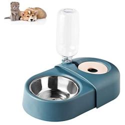 PETCARE Double Dog Cat Bowls Water and Food Bowl Set Detachable Stainless Steel Bowl Automatic Water Dispenser Bottle Pet Feeder for Small Medium Size Dog Cat