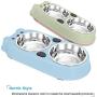 UPSKY Double Dog Cat Bowls Double Premium Stainless Steel Pet Bowls with Cute Modeling Pet Food Water Feeder