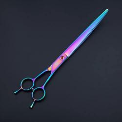 Dream Reach 9'' Twin Tail Professional Pet Dog Two-way Cutting or Curved Scissors,Made of High-end 9CR Stainless Steel (Rainbow) (A-9 inch-Rainbow)