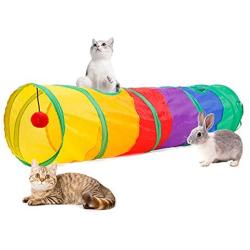 PAOPO Cat Tunnel,Cat Tube Toy Collapsible Indoor Interactive Cat Play Tunnel 2 Way Tube with Fun Ball Cat Toy,Best for Cat,Puppy,Rabbit