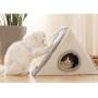 SJINC Cat Cave Bed & Scratcher Pads Soft Lining Triangle Kitten House with with Fluffy Ball Hanging and Sisal Clawing Board Scratch Pad