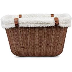 PetSafe Happy Ride Wicker Bicycle Basket for Dogs and Cats - Stylish Weather Resistant Wicker Material - Comfortable, Easy to Clean Soft Liner - Removable Sun Shield Included - Best for Pets up to 13 lb