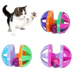 ocijf179 Cat Toy Pet Cat Kitten Dumbbell Bell Ball Scratch Training Game Interactive Playing Toy - Random Color
